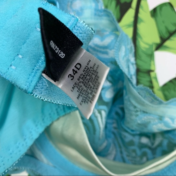 Y2K Frederick's of Hollywood Bra Women's Size 34D Sexy Blue Lace Underwired - Picture 7 of 7